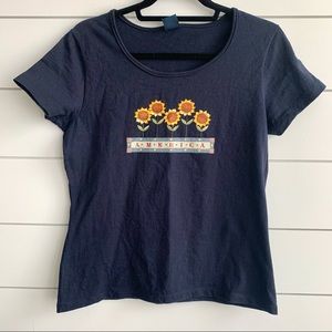 90’s Navy Sunflower Top